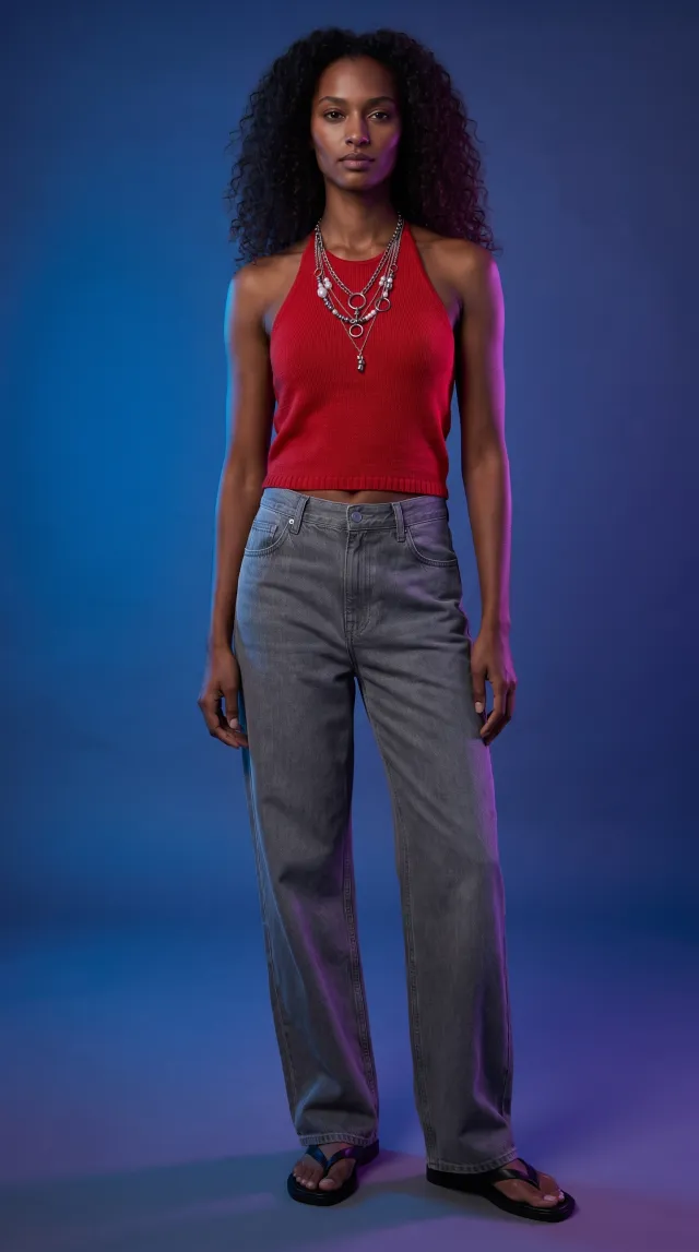 AI product photoshoot of a fashion product on a model, Colored Gel