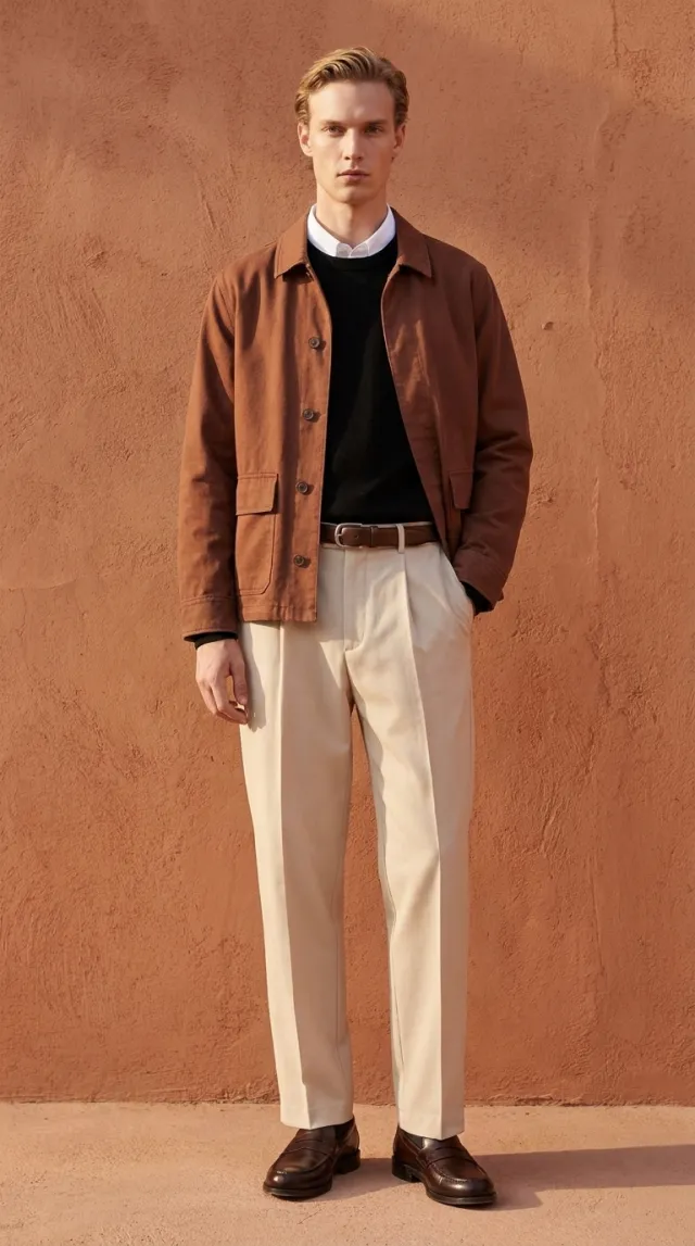 AI product photoshoot of a fashion product on a model, Terracotta Wall
